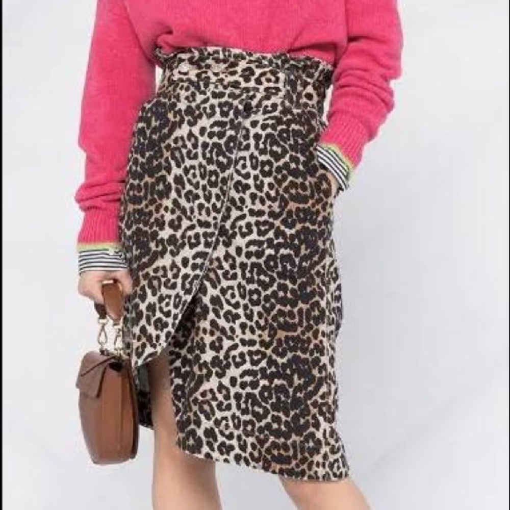 NWT Ganni Leopard Skirt - Size 4